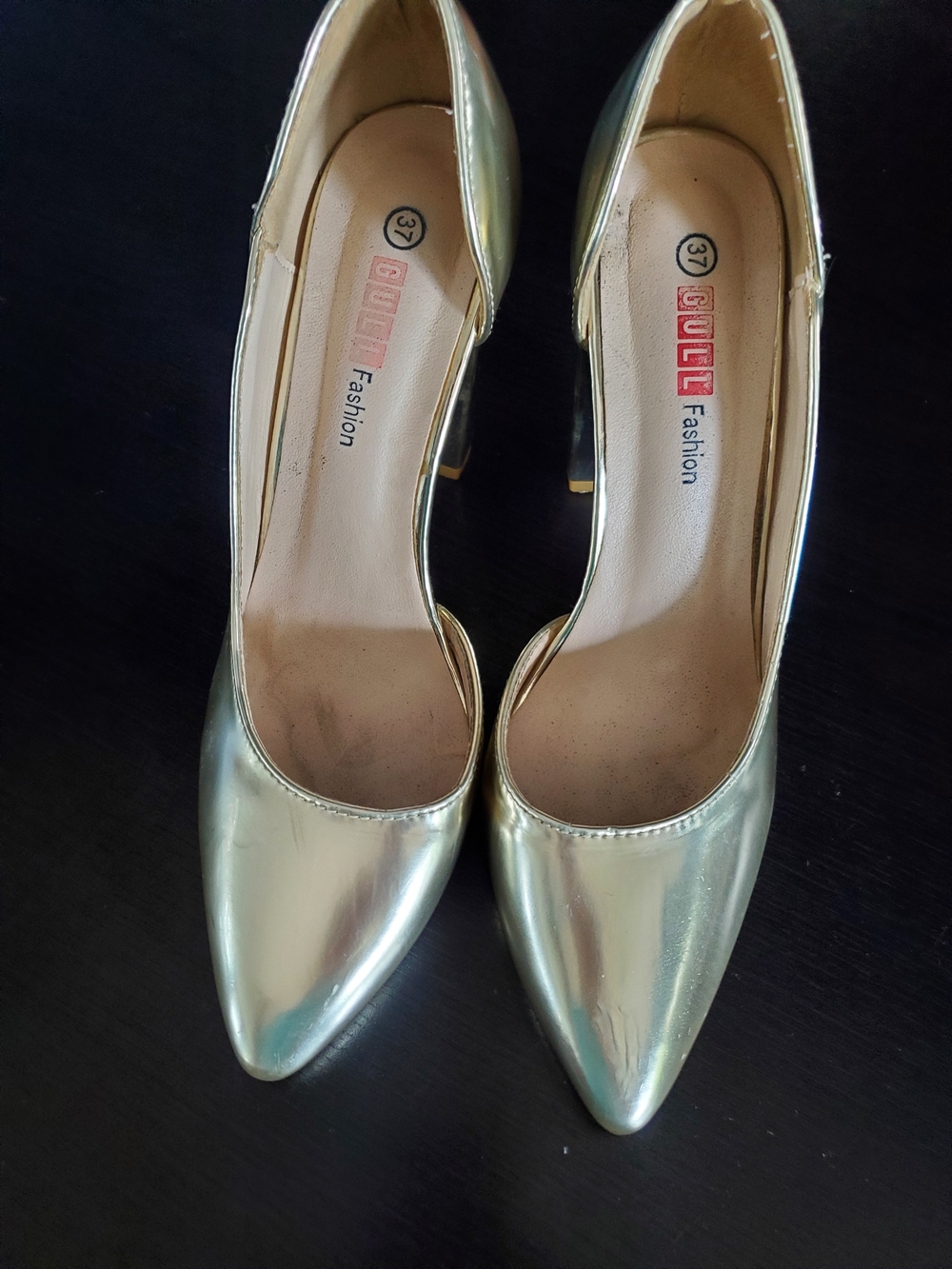 Metallic Gold Pointed-Toe Women's Heels